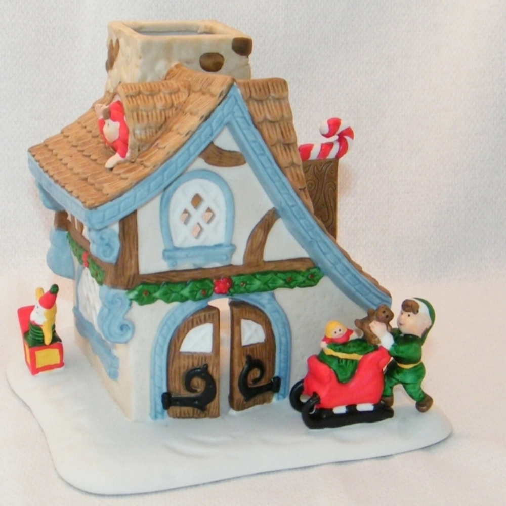 PartyLite Festive Holiday House with Red and Green Accents